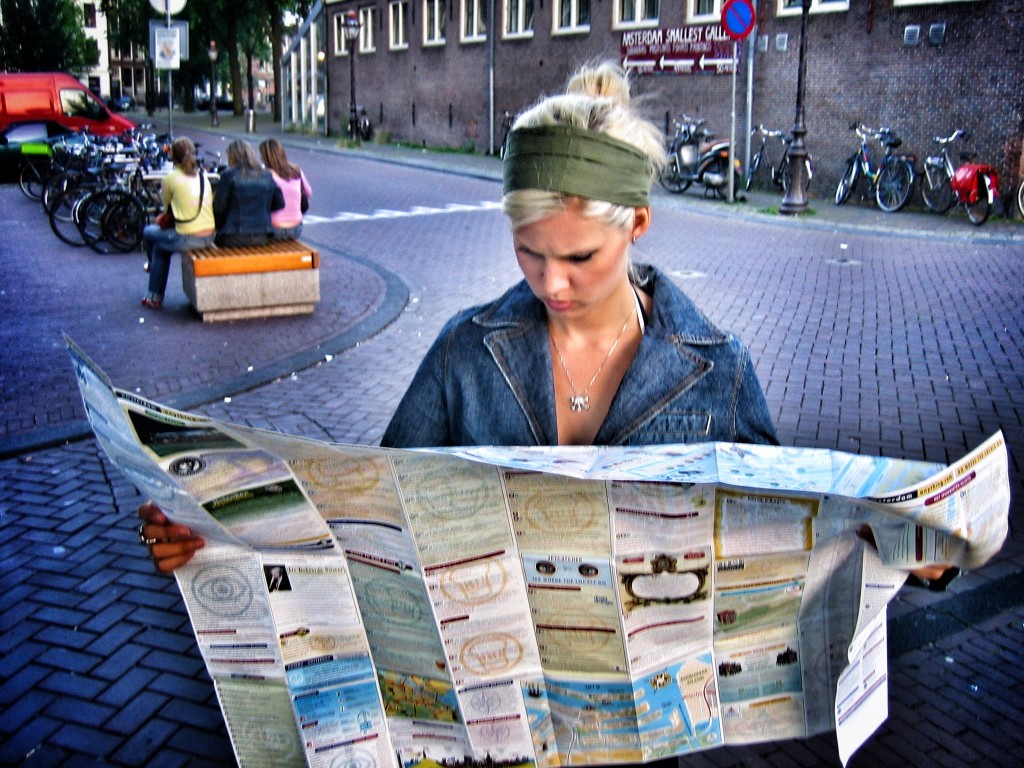 Girl reading a map
